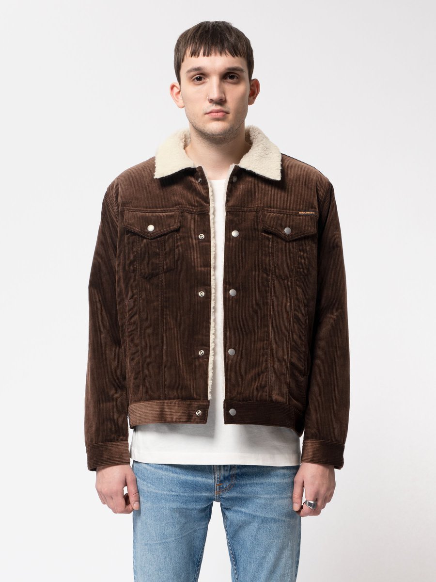 Veste sherpa velours côtelé marron en coton bio - bonny