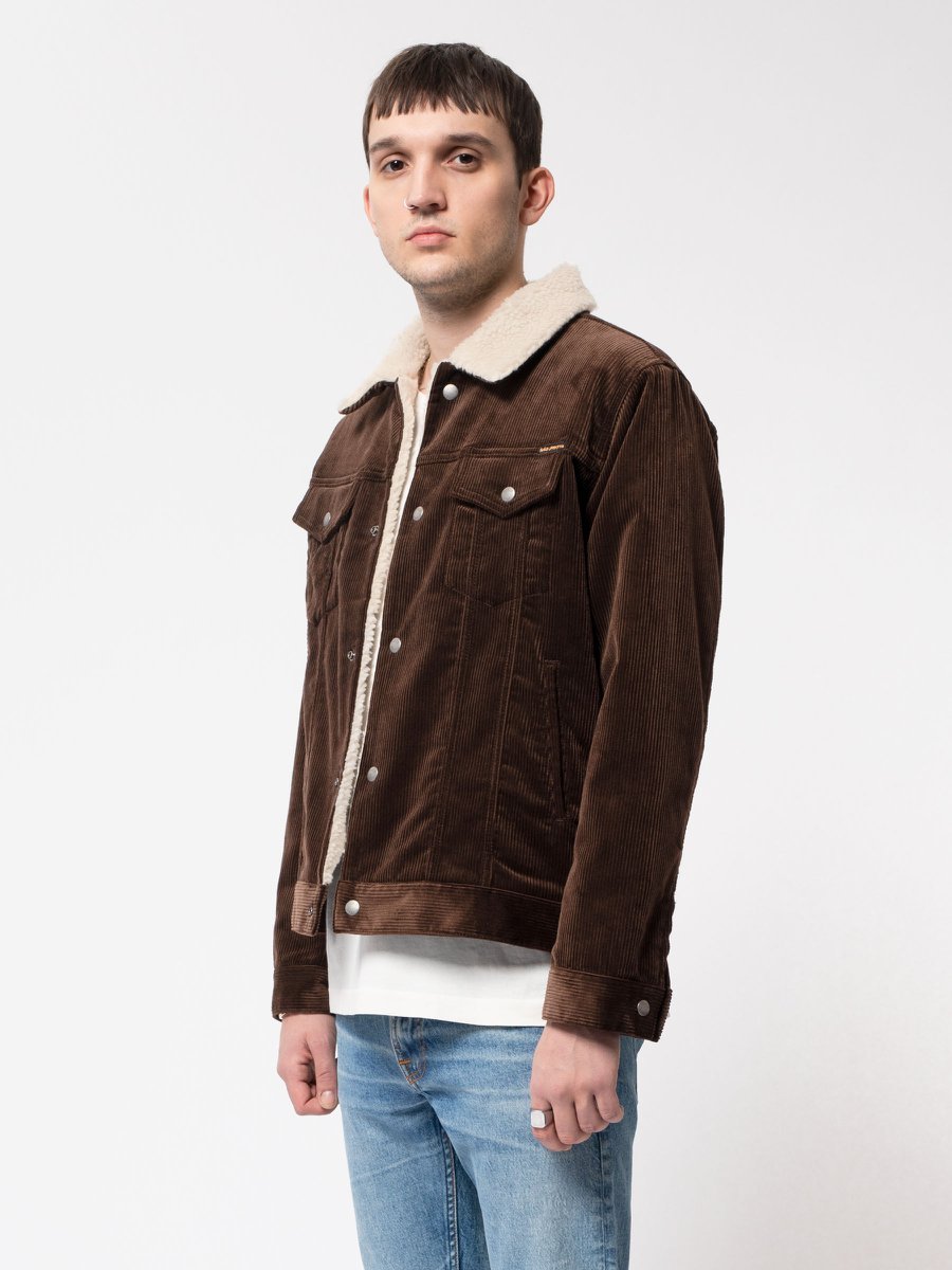 Veste sherpa velours côtelé marron en coton bio - bonny