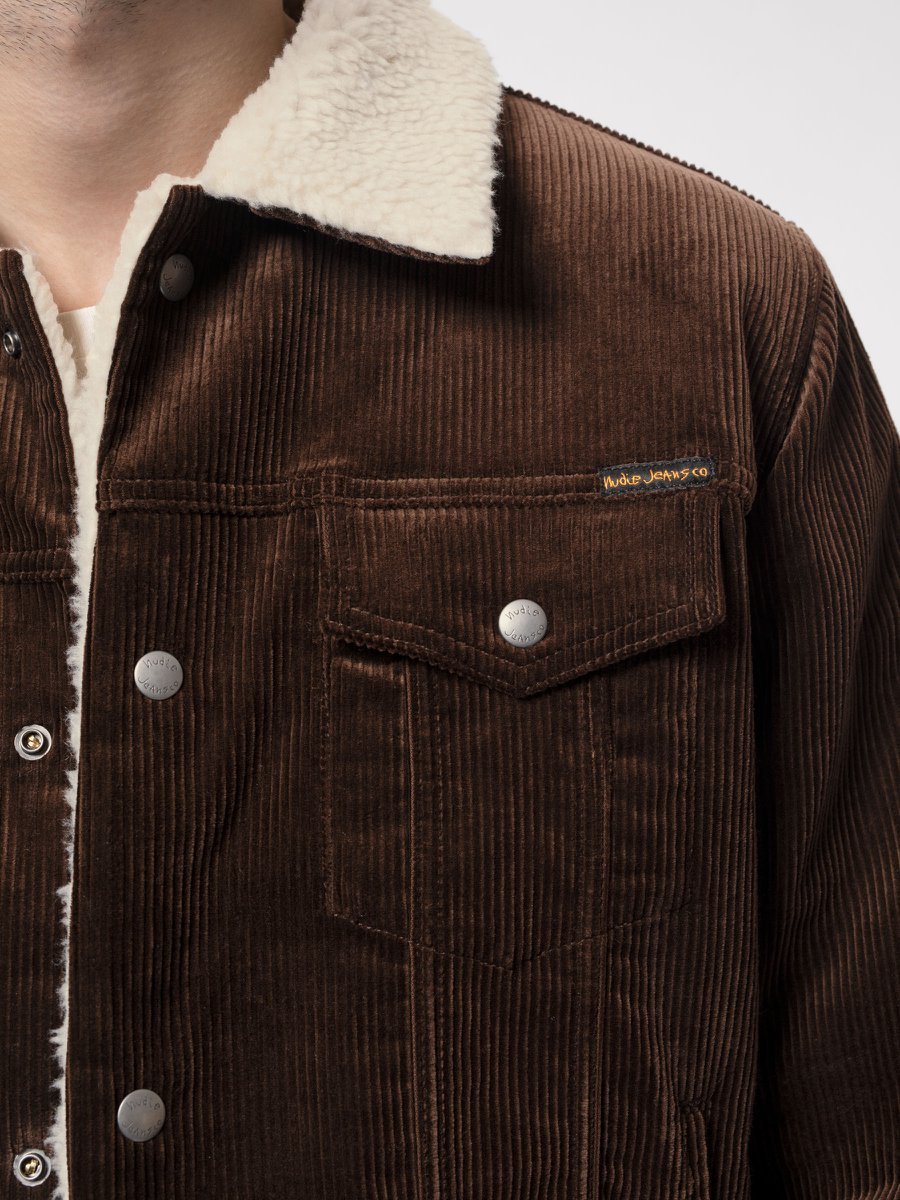 Veste sherpa velours côtelé marron en coton bio - bonny