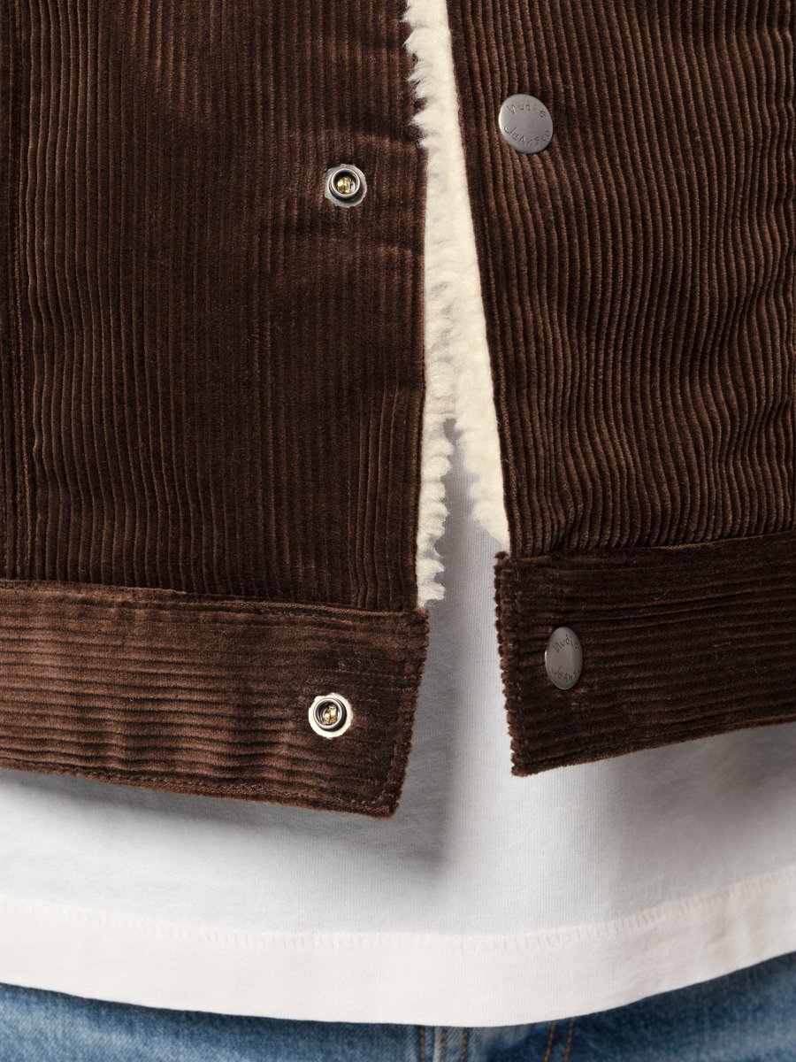 Veste sherpa velours côtelé marron en coton bio - bonny
