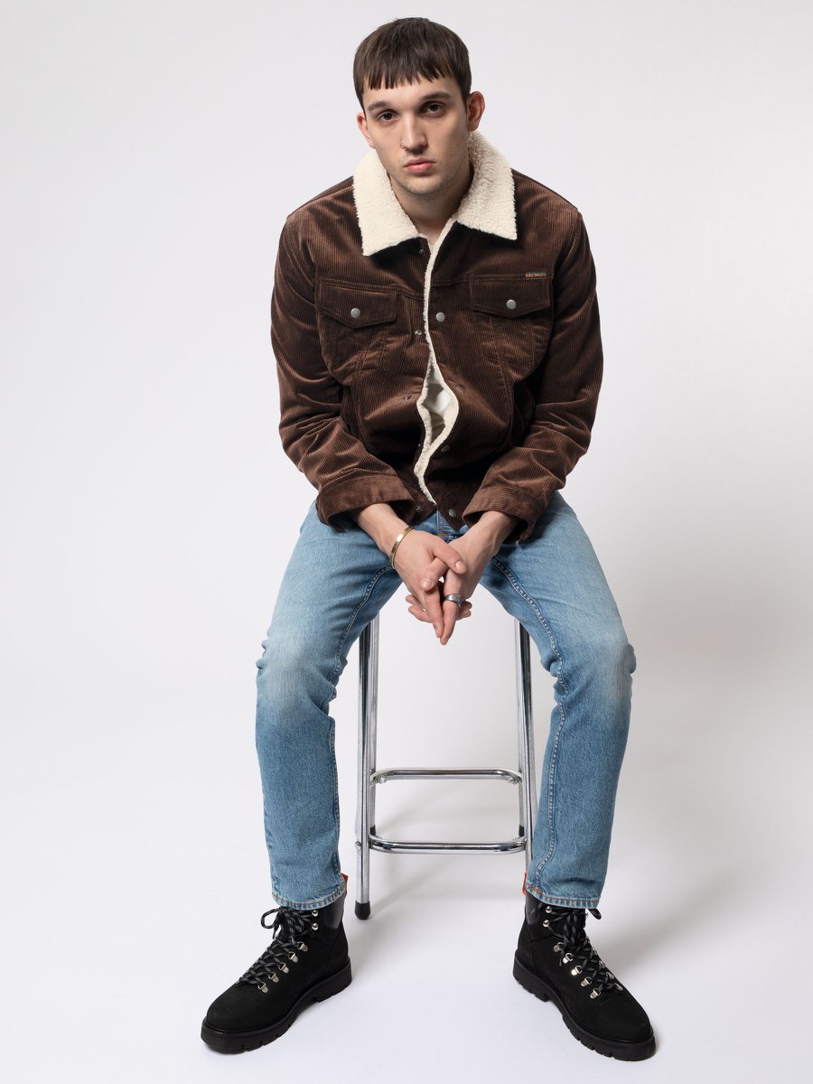 Veste sherpa velours côtelé marron en coton bio - bonny