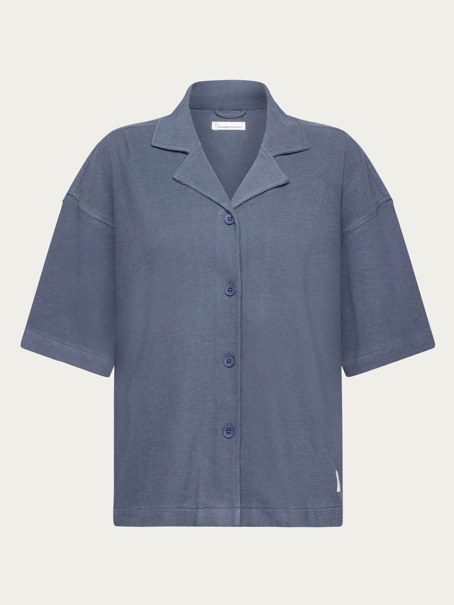 Chemise éponge en coton biologique | bleu "bouclé short sleeved shirt  vintage indigo"