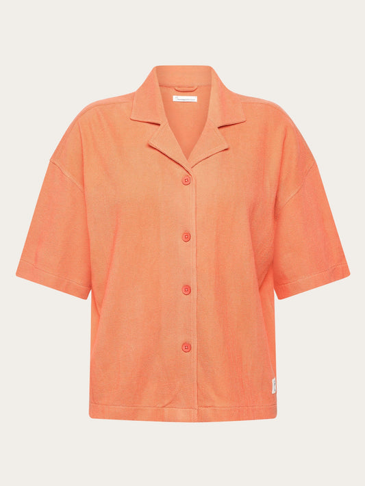 Chemise en coton biologique | rouge "bouclé short sleeved shirt - gots/vegan - 1481 langoustino"