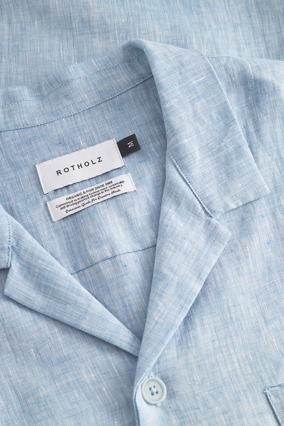Chemises manches courtes en coton bio | bleu "bowling shirt - dusty blue"