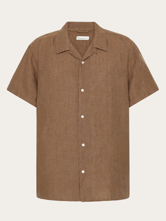 Chemise en lin | marron "box short sleeve linen shirt tuffet"