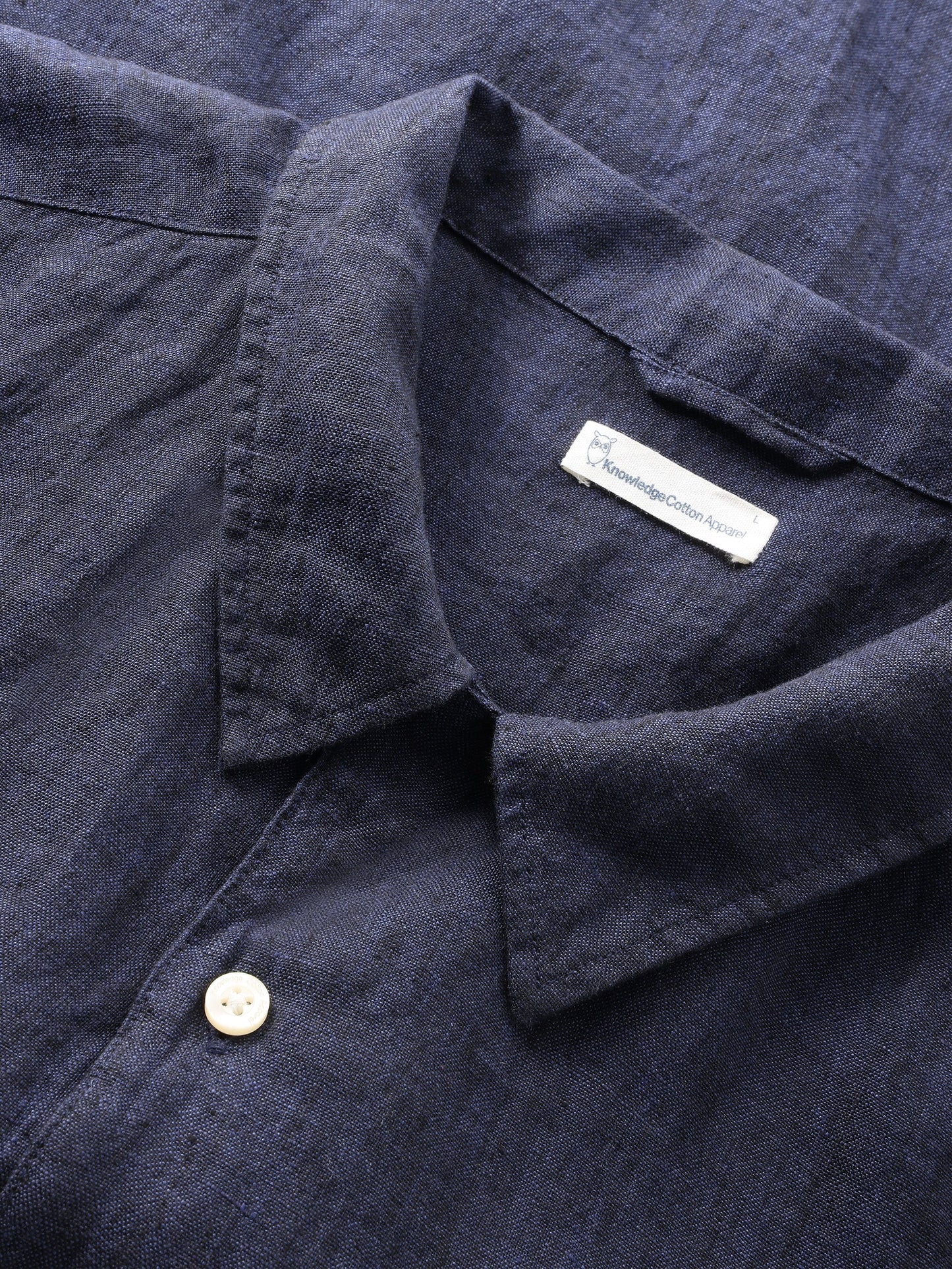Chemise en lin biologique | bleu "Box short sleeve linen shirt yarndyed - total eclipse"