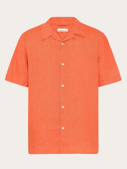 Chemise en lin bio | orange "Box short sleeve linen shirt langoustino"