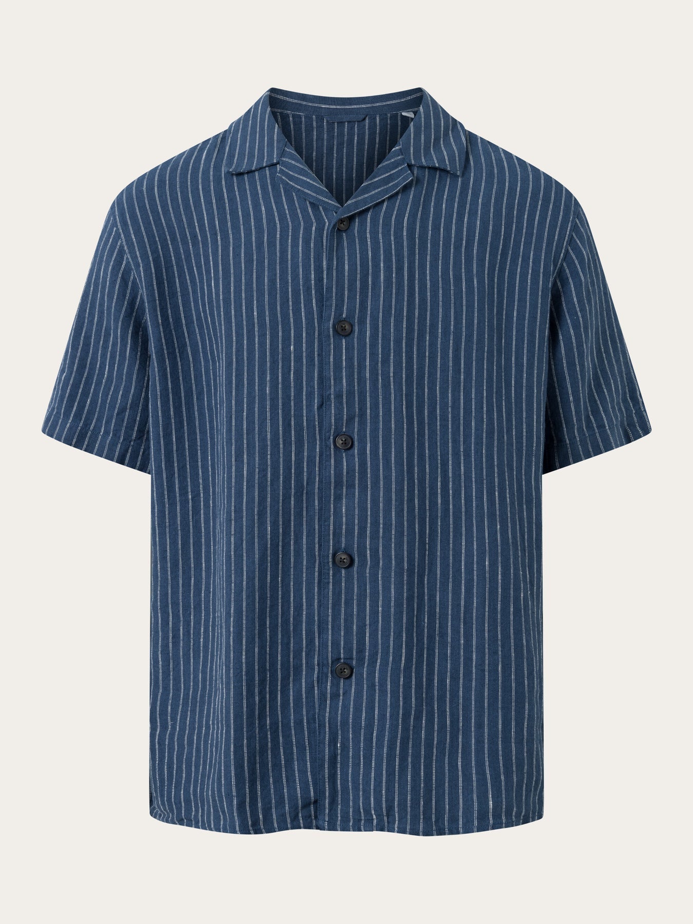 Chemisette rayée marine en lin bio - striped linen shirt blue