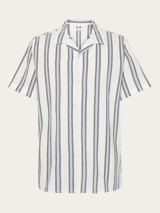 Chemise en coton bio | rayée "Box short sleeve striped cotton shirt blue stripe"