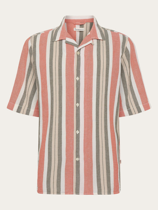 Chemise en coton bio | rayé "box short sleeve striped cotton shirt green stripe"