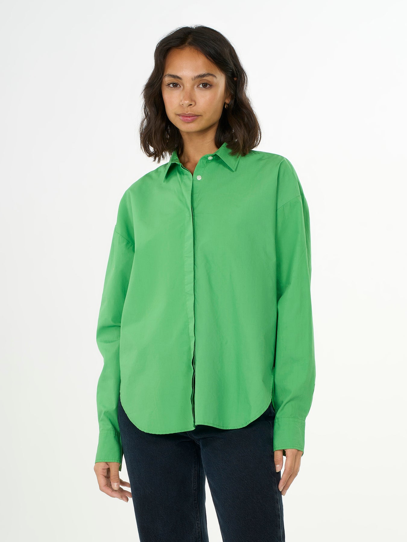 Chemise vert vif en popeline de coton bio - poplin shirt vibrant green