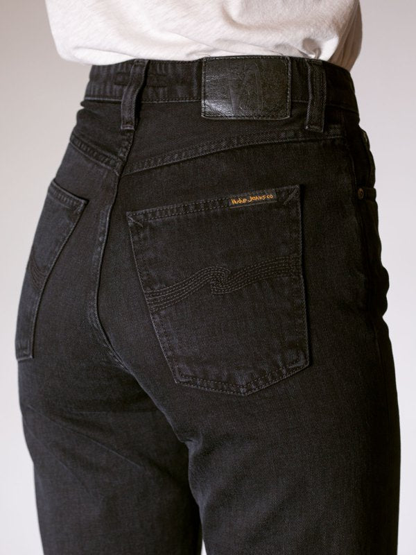 Jean mom noir en coton bio - breezy britt black worn