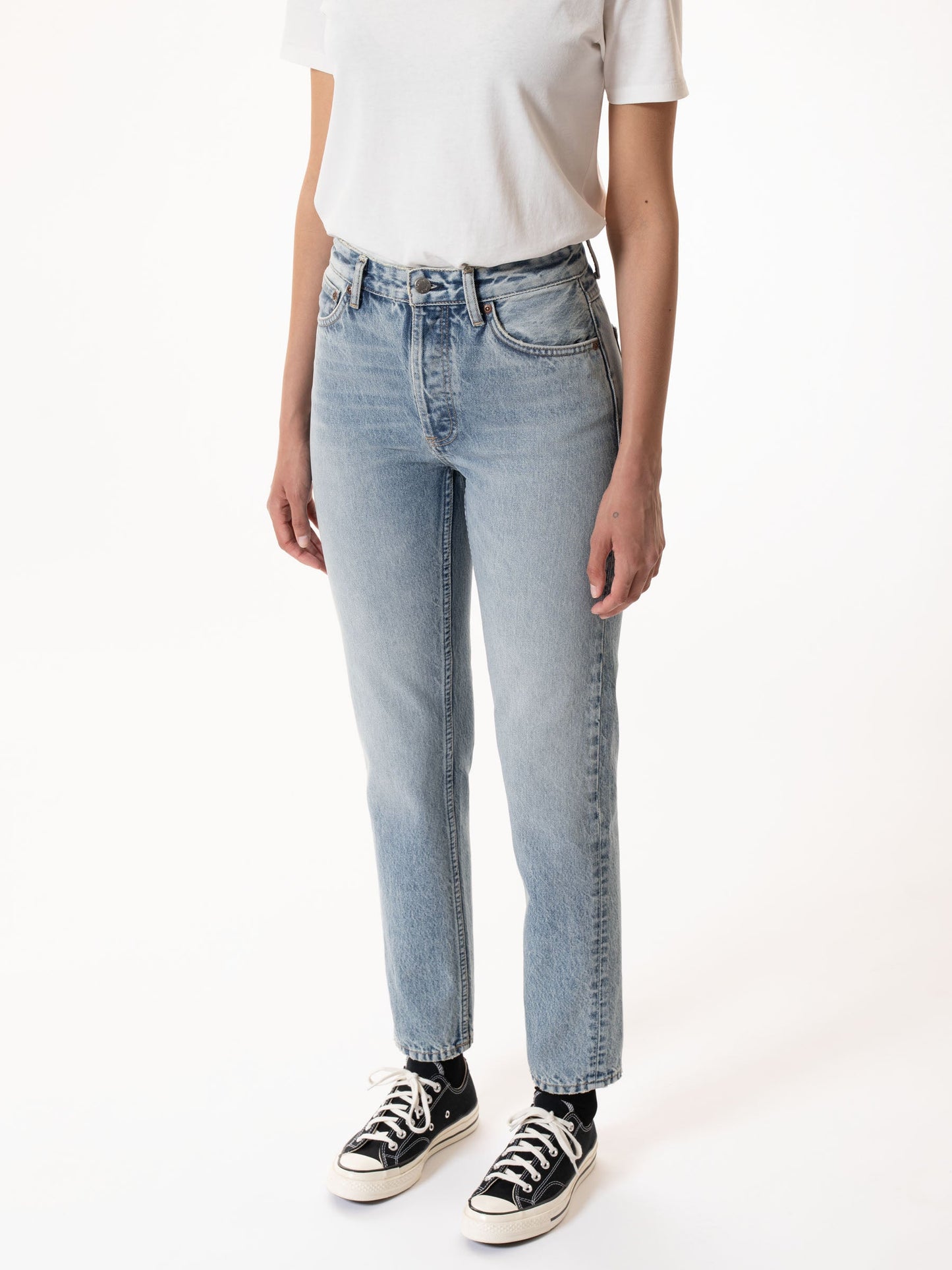 Jean mom bleu clair en coton bio et recyclé - breezy britt blue desert