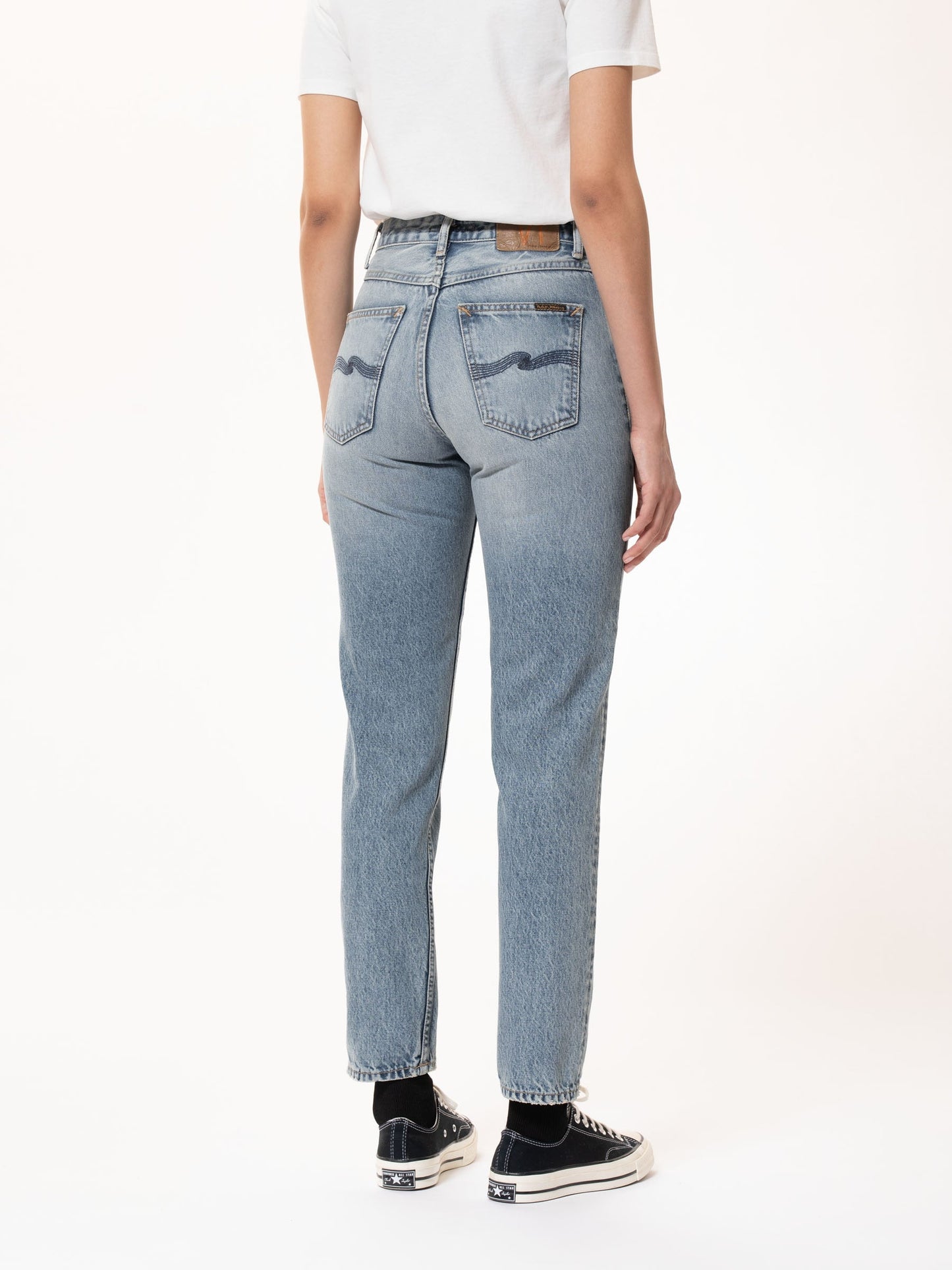Jean mom bleu clair en coton bio et recyclé - breezy britt blue desert