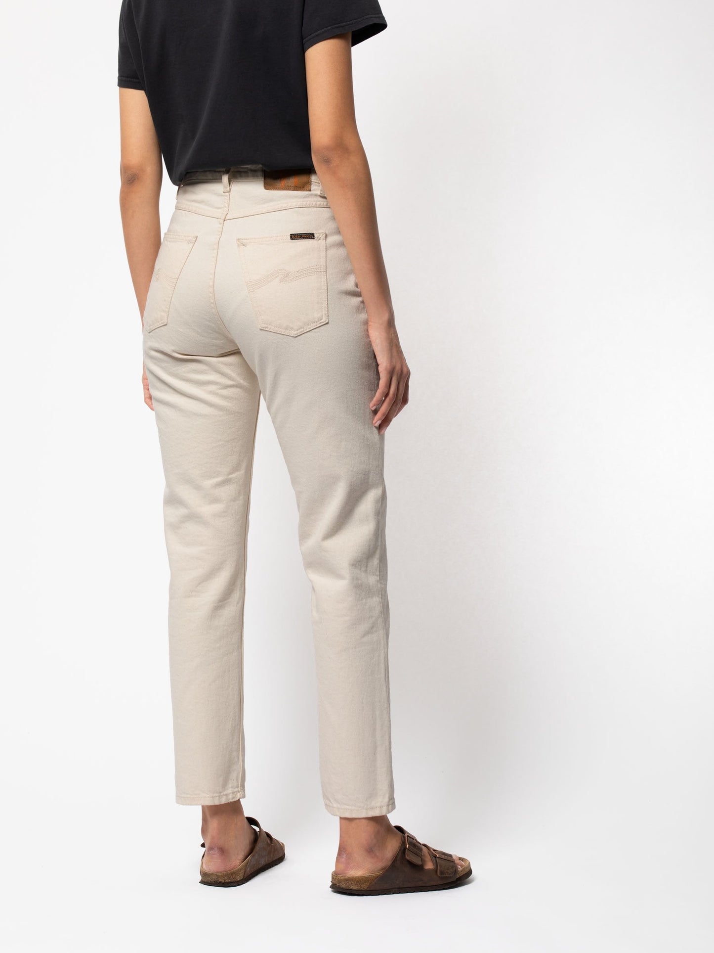Jean droit taille haute écru en coton bio - breezy britt dusty white