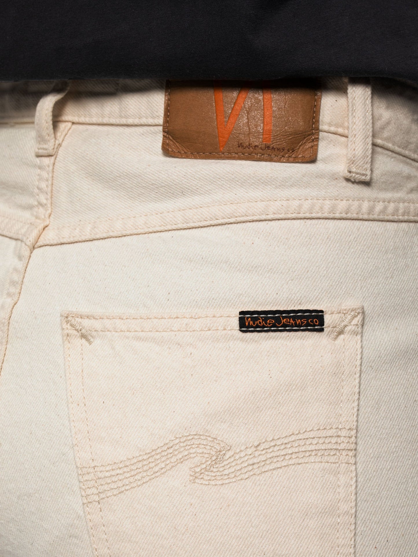Jean droit taille haute écru en coton bio - breezy britt dusty white