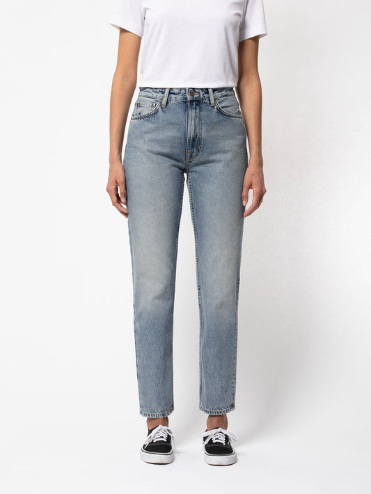 Jean mom bleu clair délavé en coton bio - Breezy Britt light depot