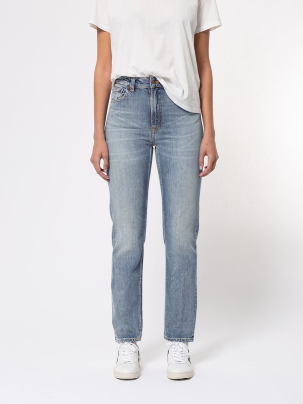 Jean mom bleu clair délavé en coton bio - Breezy Britt springtime