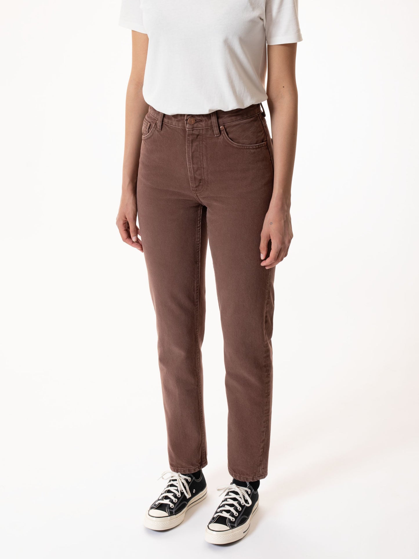 Jean mom marron en coton bio - breezy britt washed cinnamon
