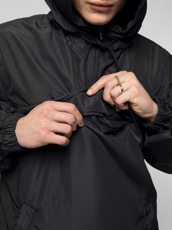 Anorak pull over noir en matières recyclées - Buster