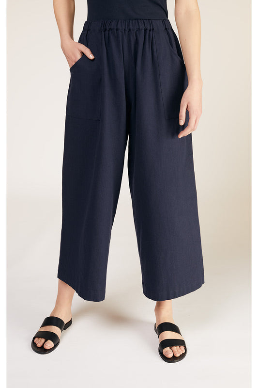Pantalon ample marine en coton bio - gianna
