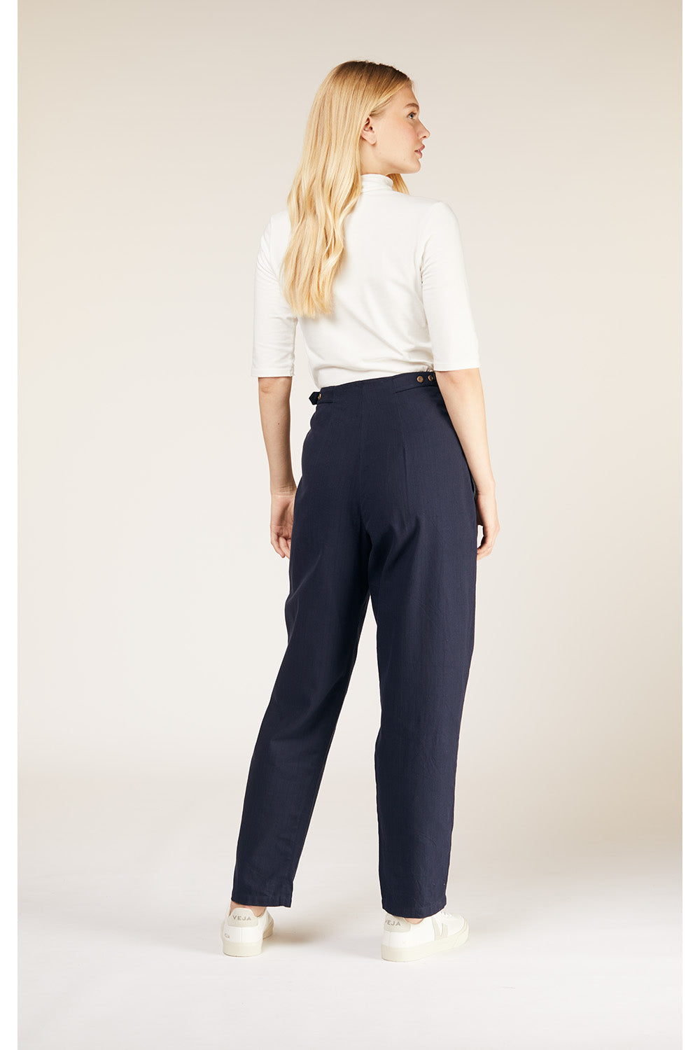 Pantalon cigarette marine en coton bio - ensley
