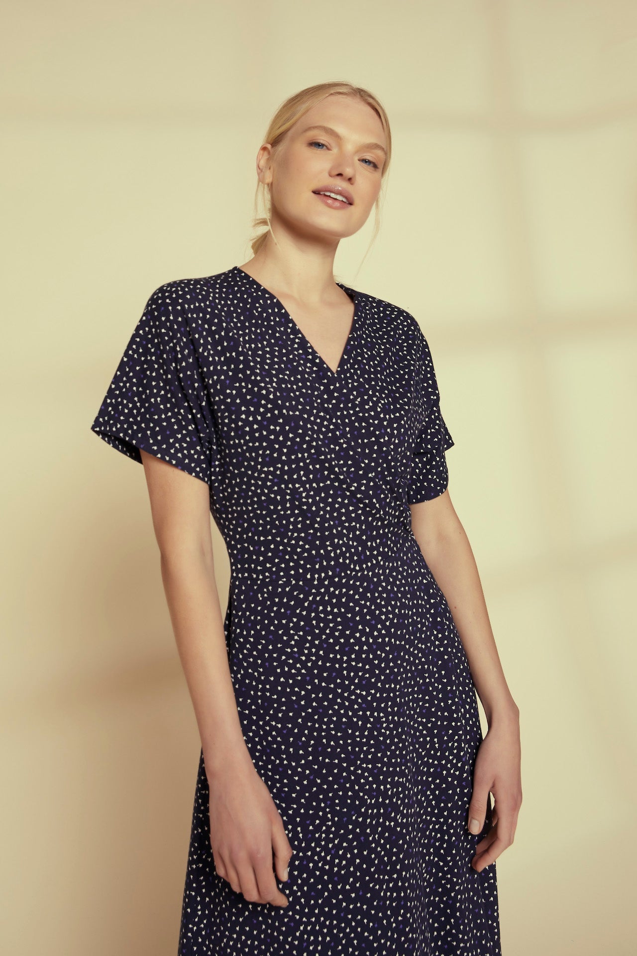 Robe longue marine à motifs - leora leaf