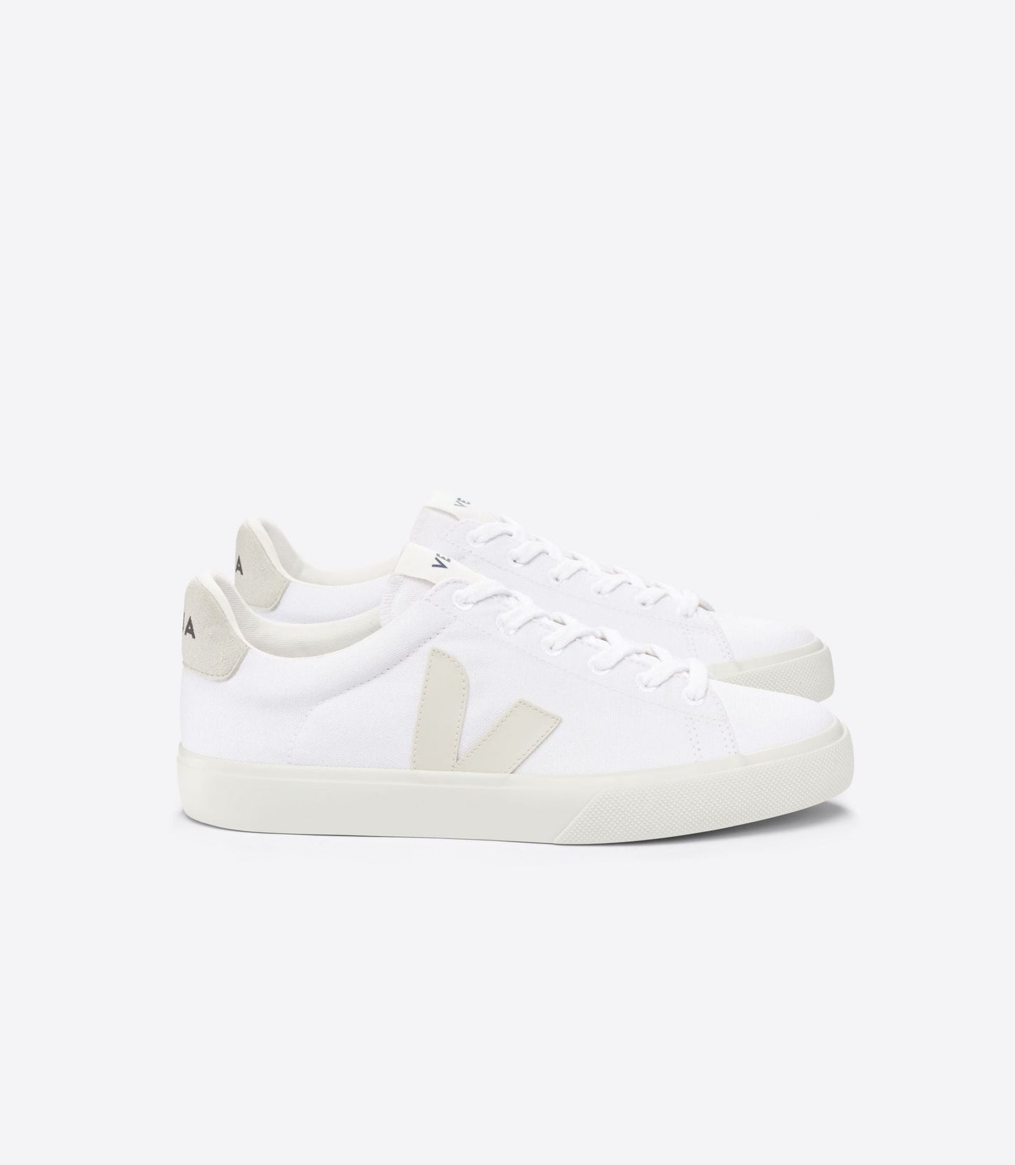 Baskets en coton bio et suède vegan | blanc et beige "campo canvas white pierre"