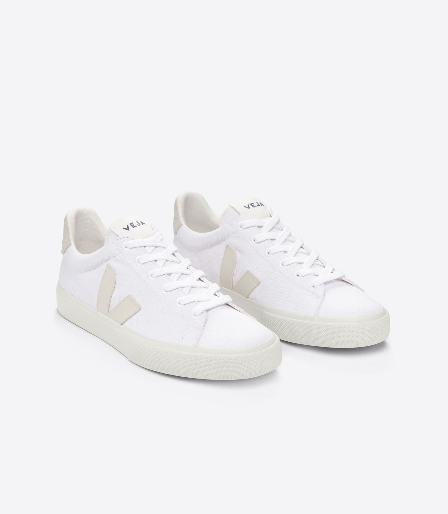 Baskets en coton bio et suède vegan | blanc et beige "campo canvas white pierre"