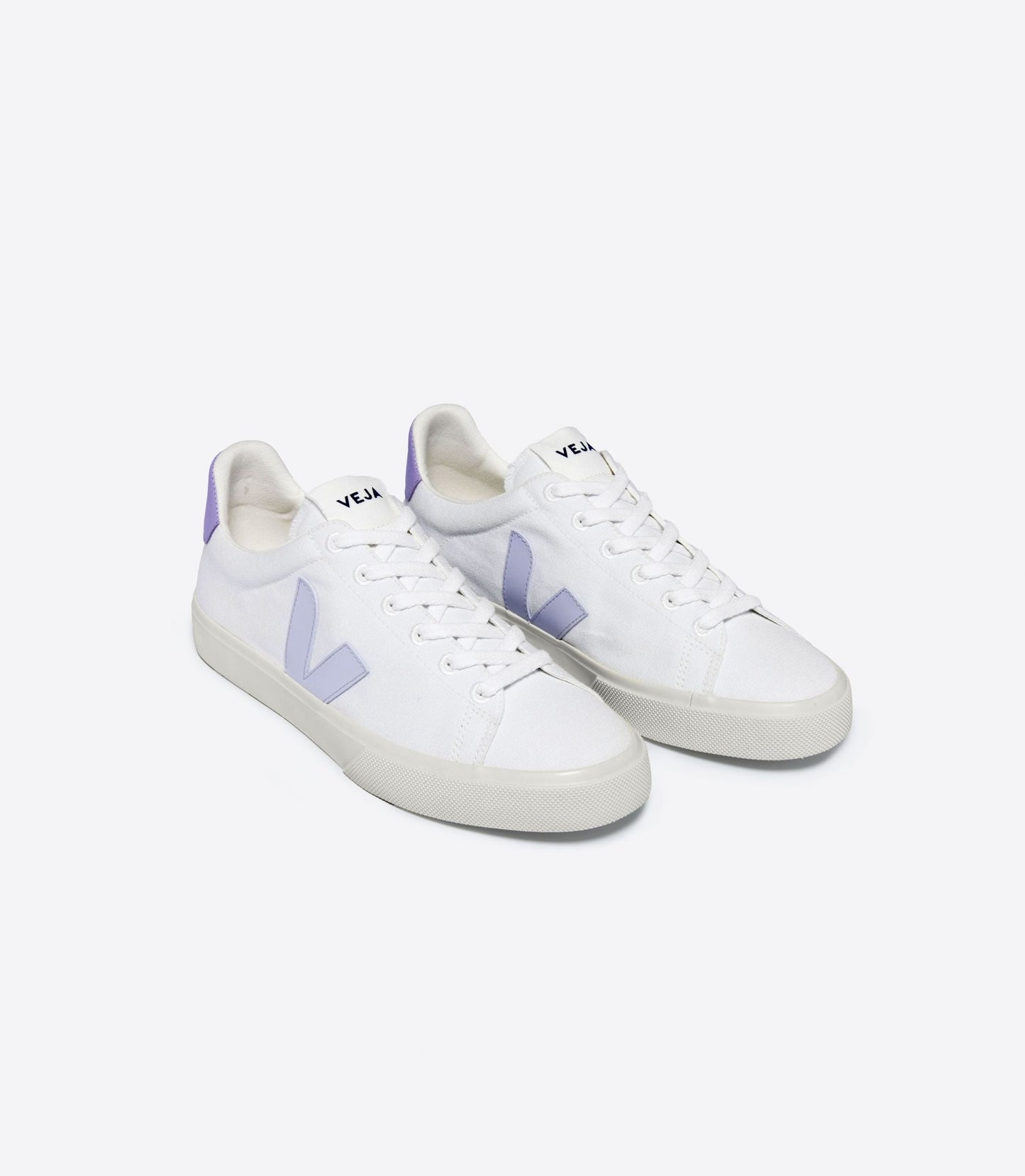 Baskets en coton bio et suède vegan | blanc et violet "campo canvas white swan lavande"