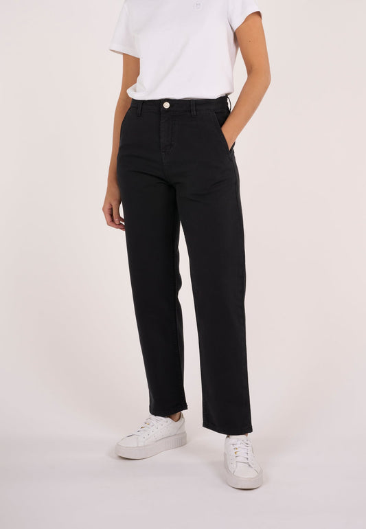 Pantalon droit noir en coton bio - Calla black jet
