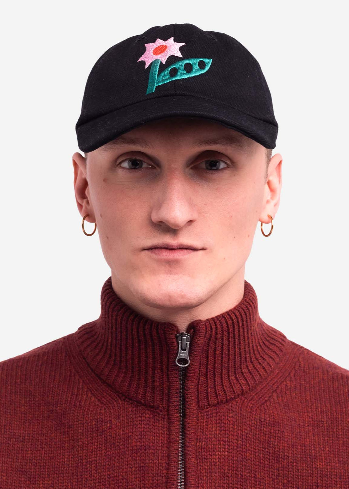 Casquette en coton biologique | noir "casquette six pannel flowering - flowering"
