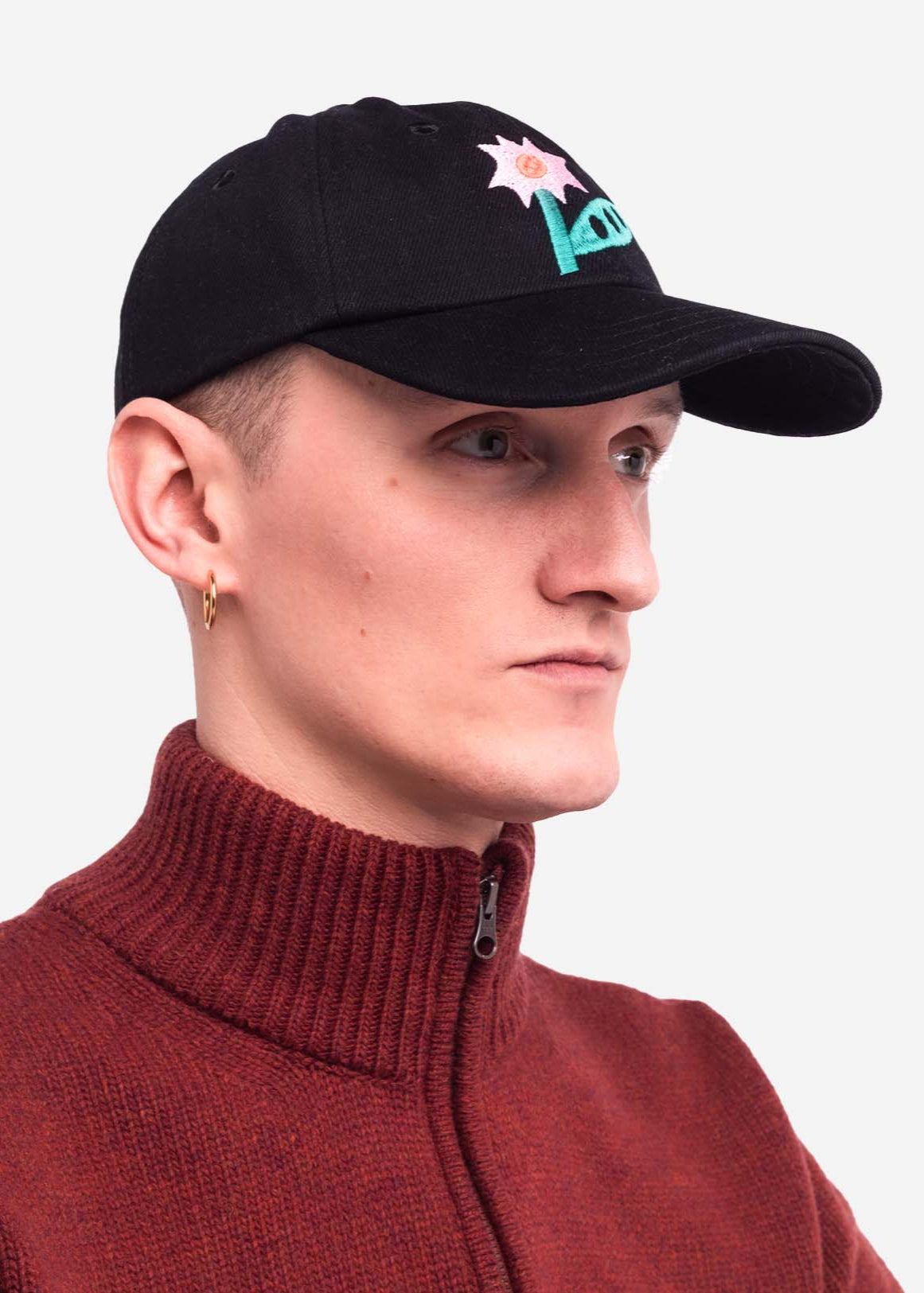 Casquette en coton biologique | noir "casquette six pannel flowering - flowering"