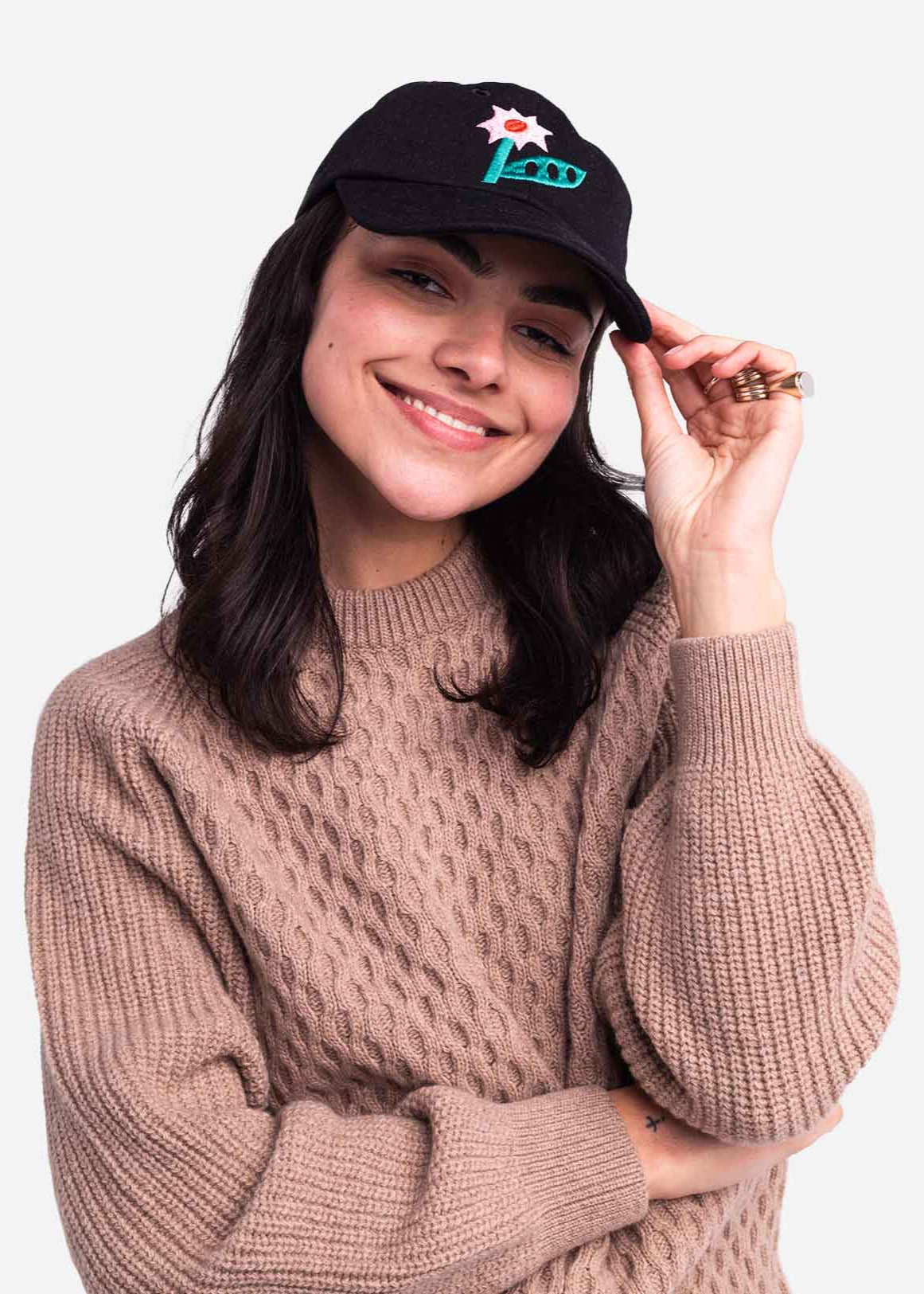 Casquette en coton biologique | noir "casquette six pannel flowering - flowering"