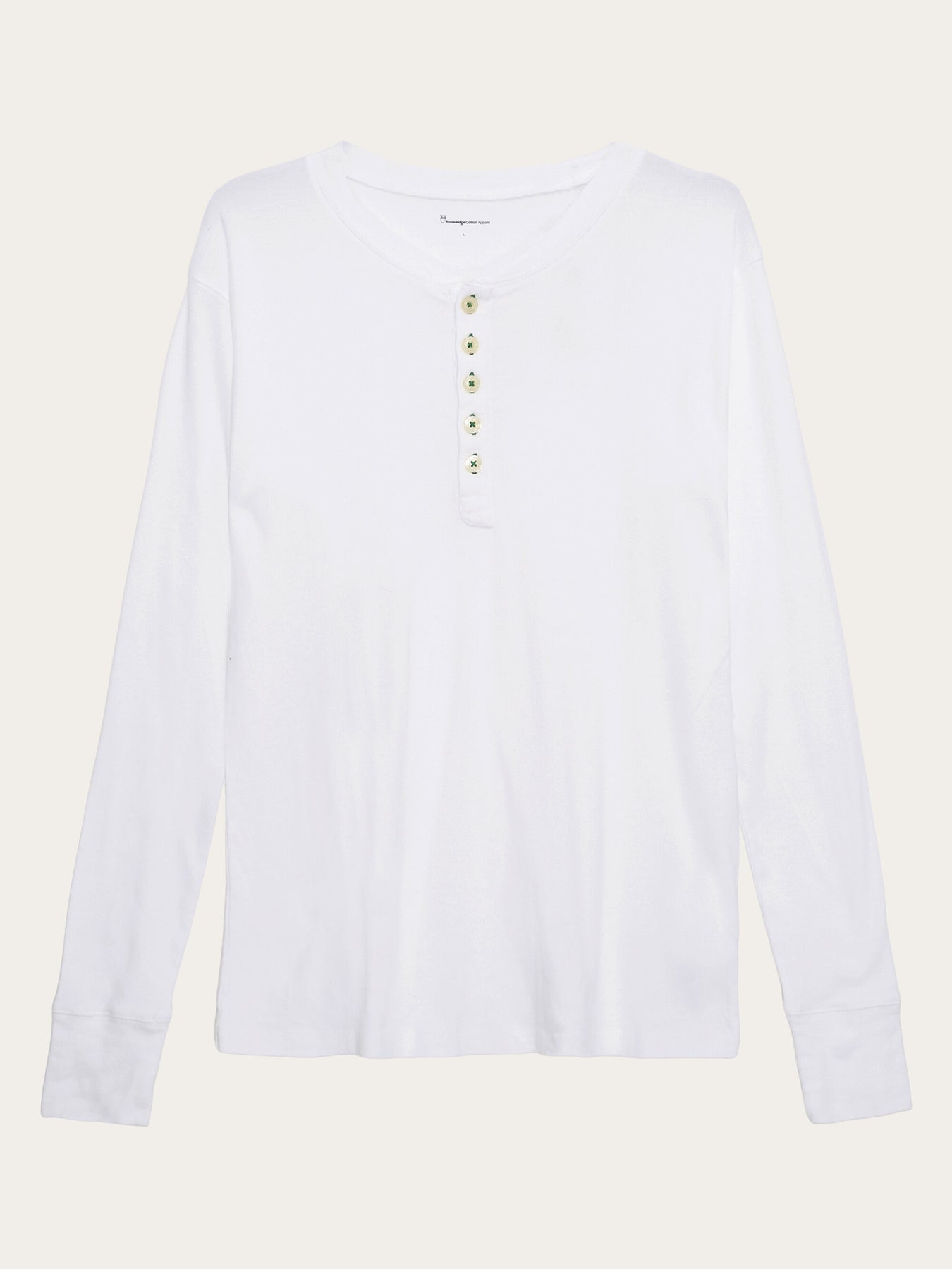 T-shirt manches longues en coton bio | blanc "CEDAR LS Henley bright white"
