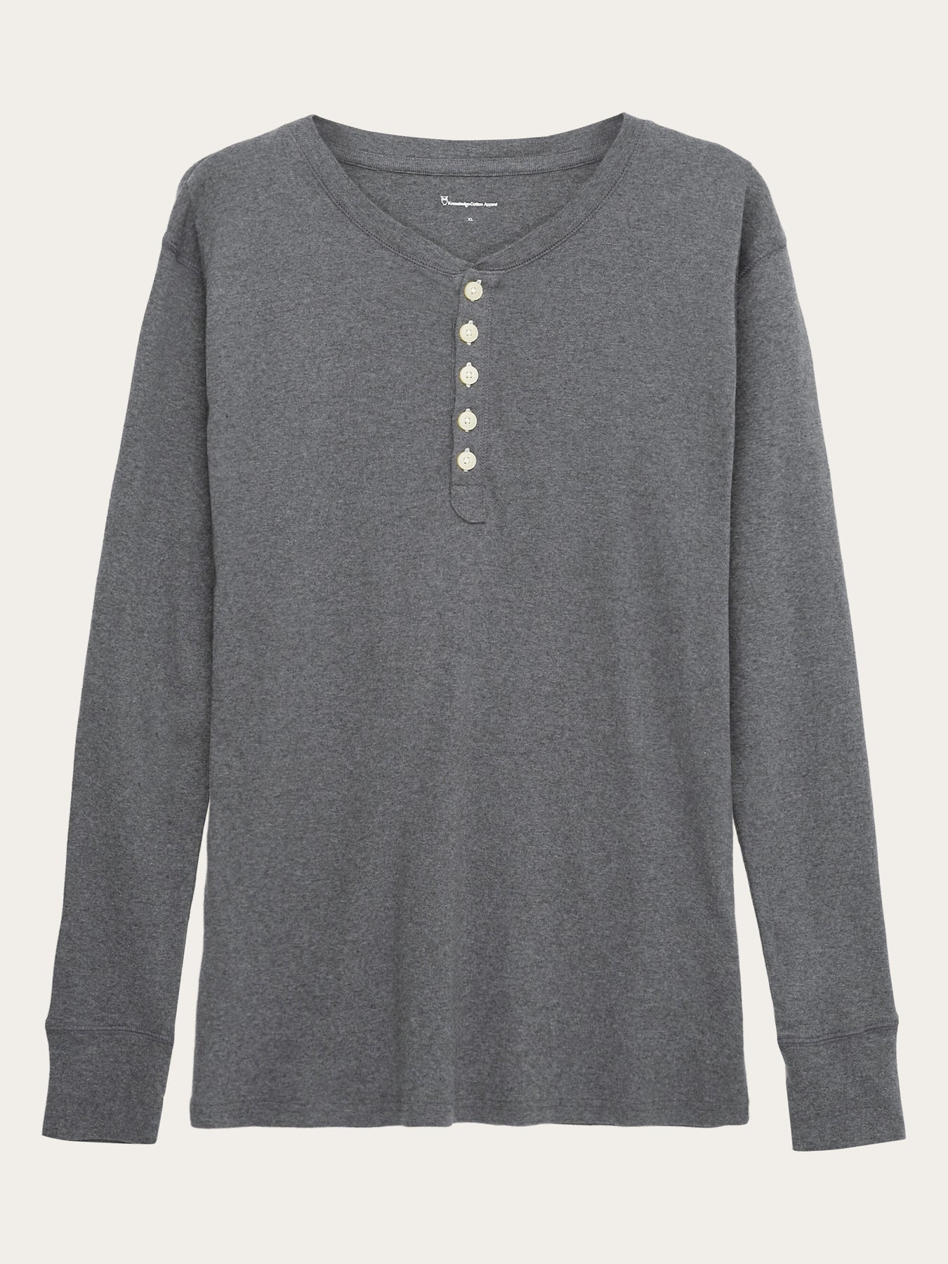T-shirt à manches longues boutonné en coton bio | gris "CEDAR Dark Grey Melange"