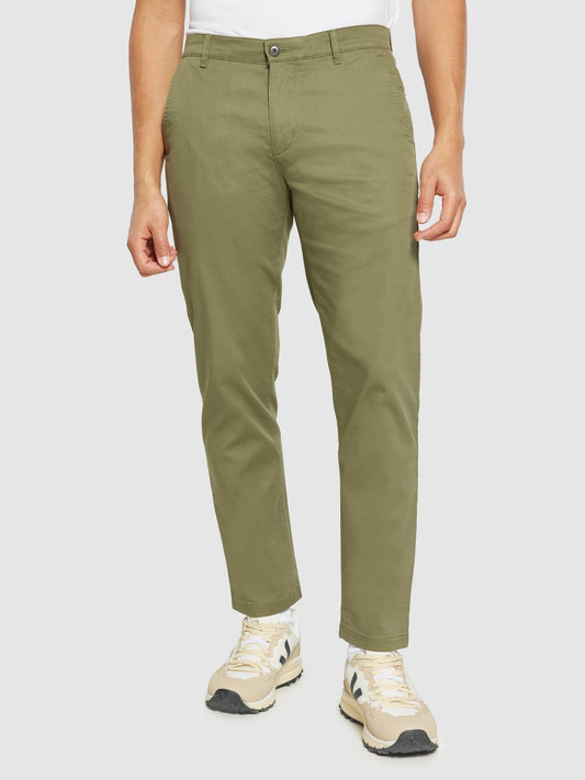 Pantalon droit en coton bio | Vert olive "chuck regular canvas burned olive"