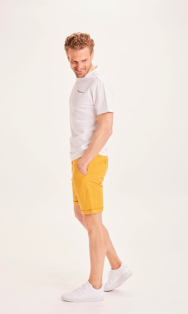Short chino droit jaune en coton bio - chuck poplin honey gold