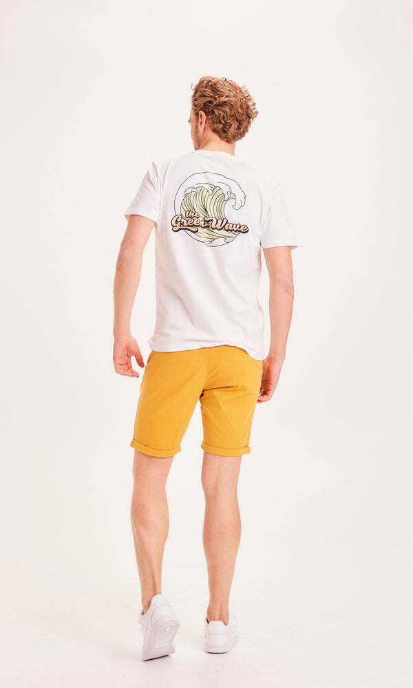 Short chino droit jaune en coton bio - chuck poplin honey gold