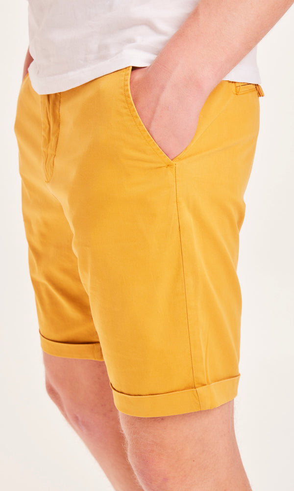 Short chino droit jaune en coton bio - chuck poplin honey gold