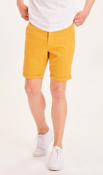 Short chino droit jaune en coton bio - chuck poplin honey gold