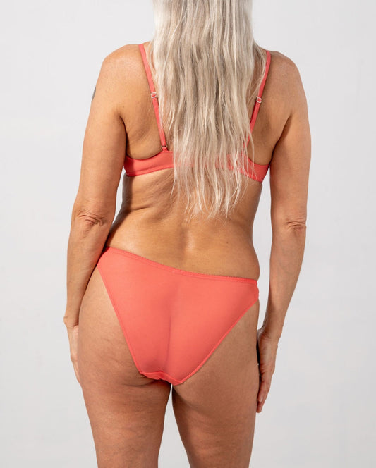 Culotte en matière recyclée | orange "mesh bikini briefs - coral"