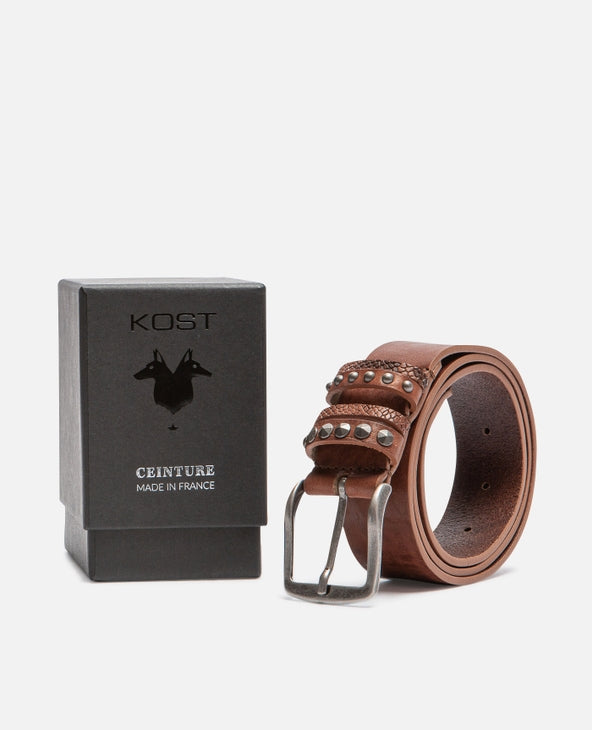 Ceinture en cuir tannage végétal | marron "costello - tabac"