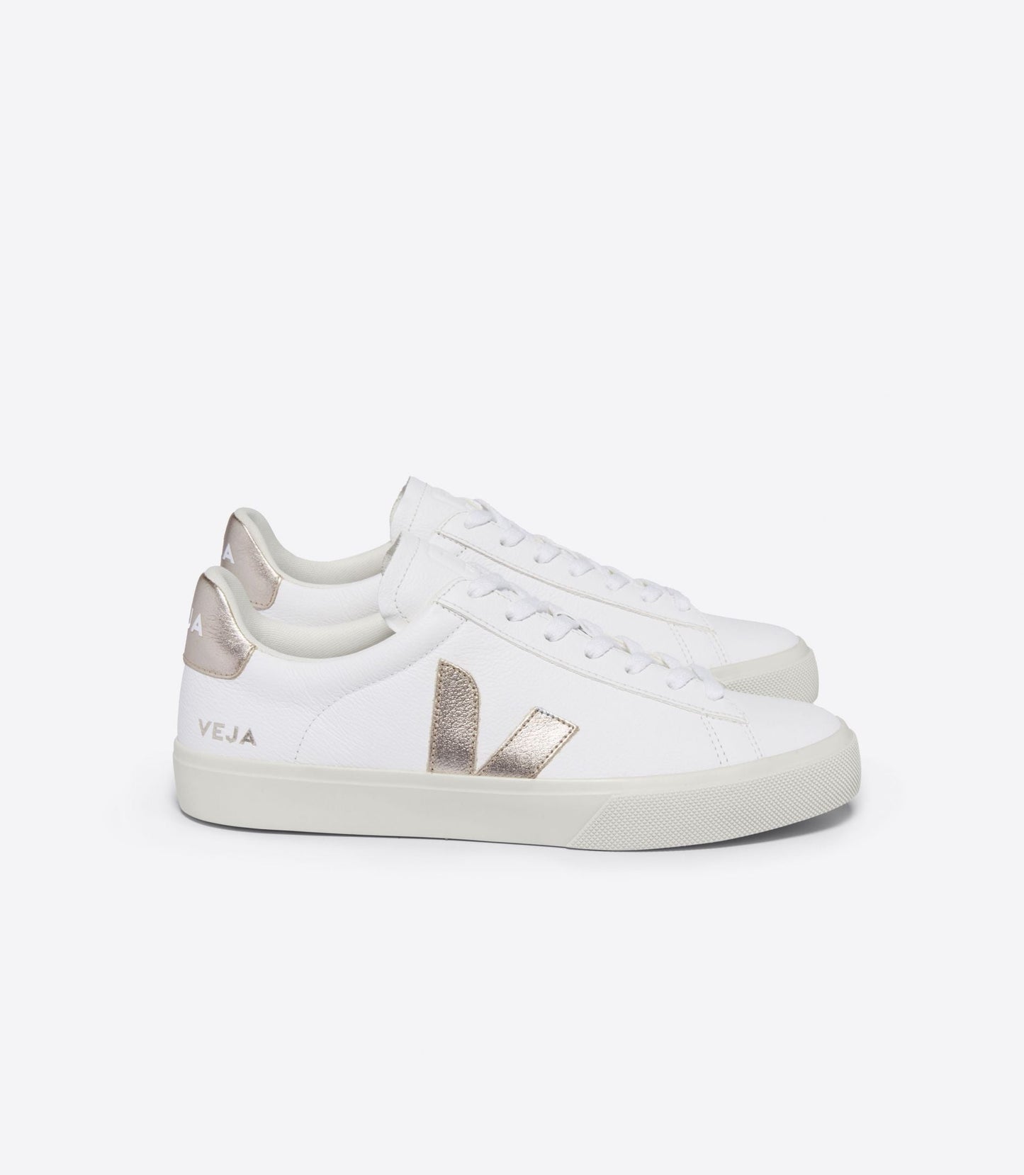 Baskets en cuir sans chrome | blanc et doré "campo chromefree leather white platine"