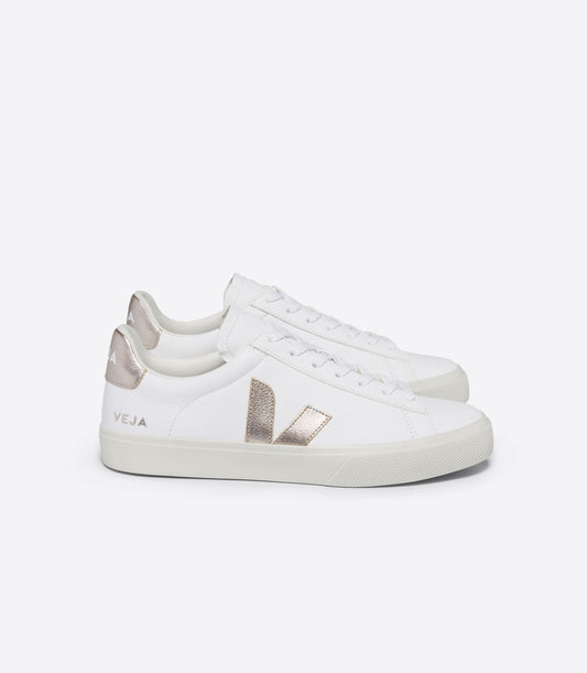 Baskets en cuir sans chrome | blanc et doré "campo chromefree leather white platine"