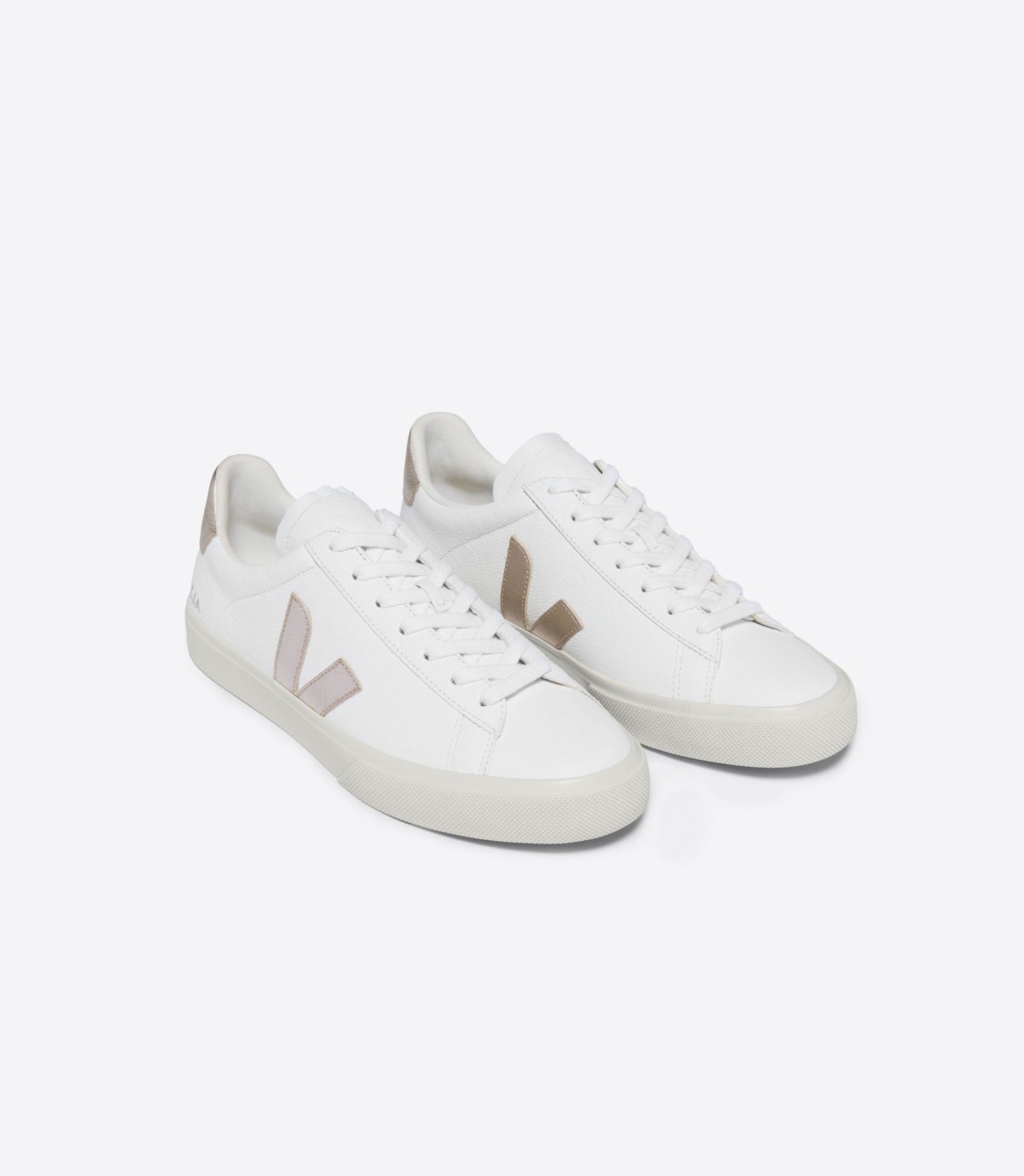 Baskets en cuir sans chrome | blanc et doré "campo chromefree leather white platine"
