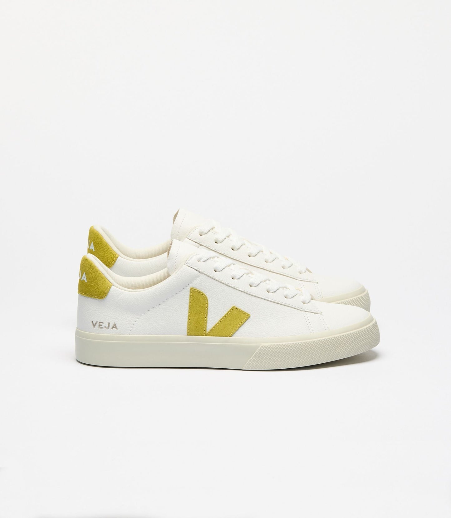 Baskets en cuir chromefree et suède | blanc et jaune "campo extra-white liquor"