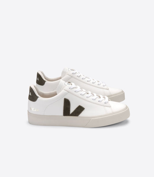 Baskets basses en cuir chromefree | blanc et kaki "campo leather extra white kaki"