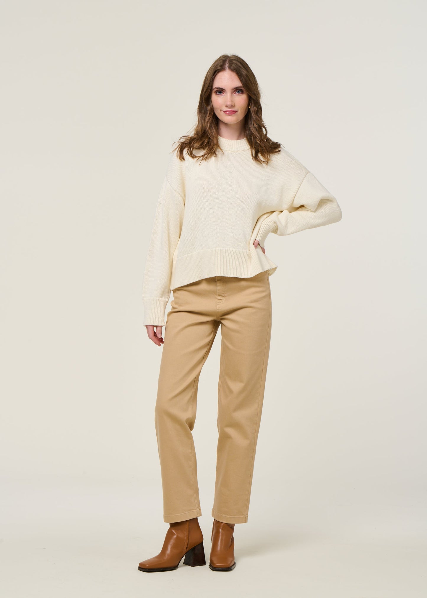 Pull en coton bio | beige "yagmur"