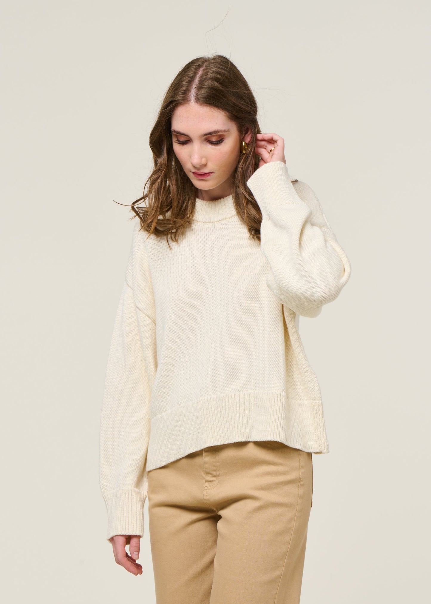 Pull en coton bio | beige "yagmur"